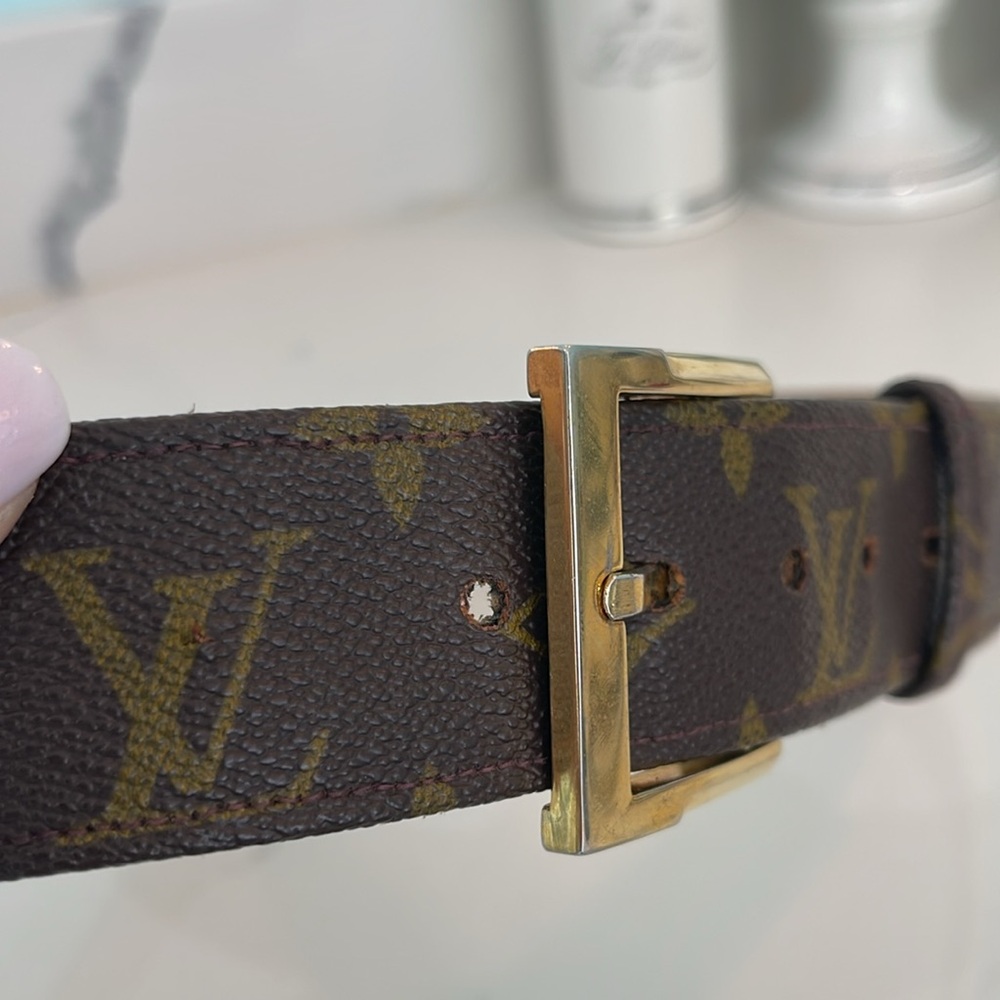 Louis Vuitton Vintage Brown and Gold Monogram Belt - Picture 6 of 11